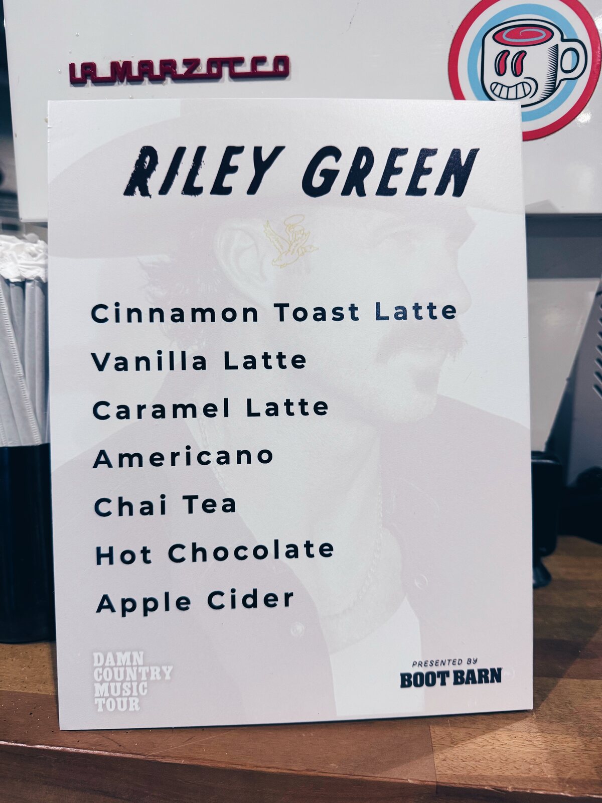 Custom Riley Green event coffee menu