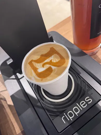 Iced cold foam latte with ripple art