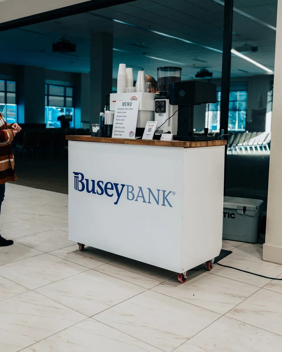 Phase 2 branded cart at Busey Bank corporate event Kansas City