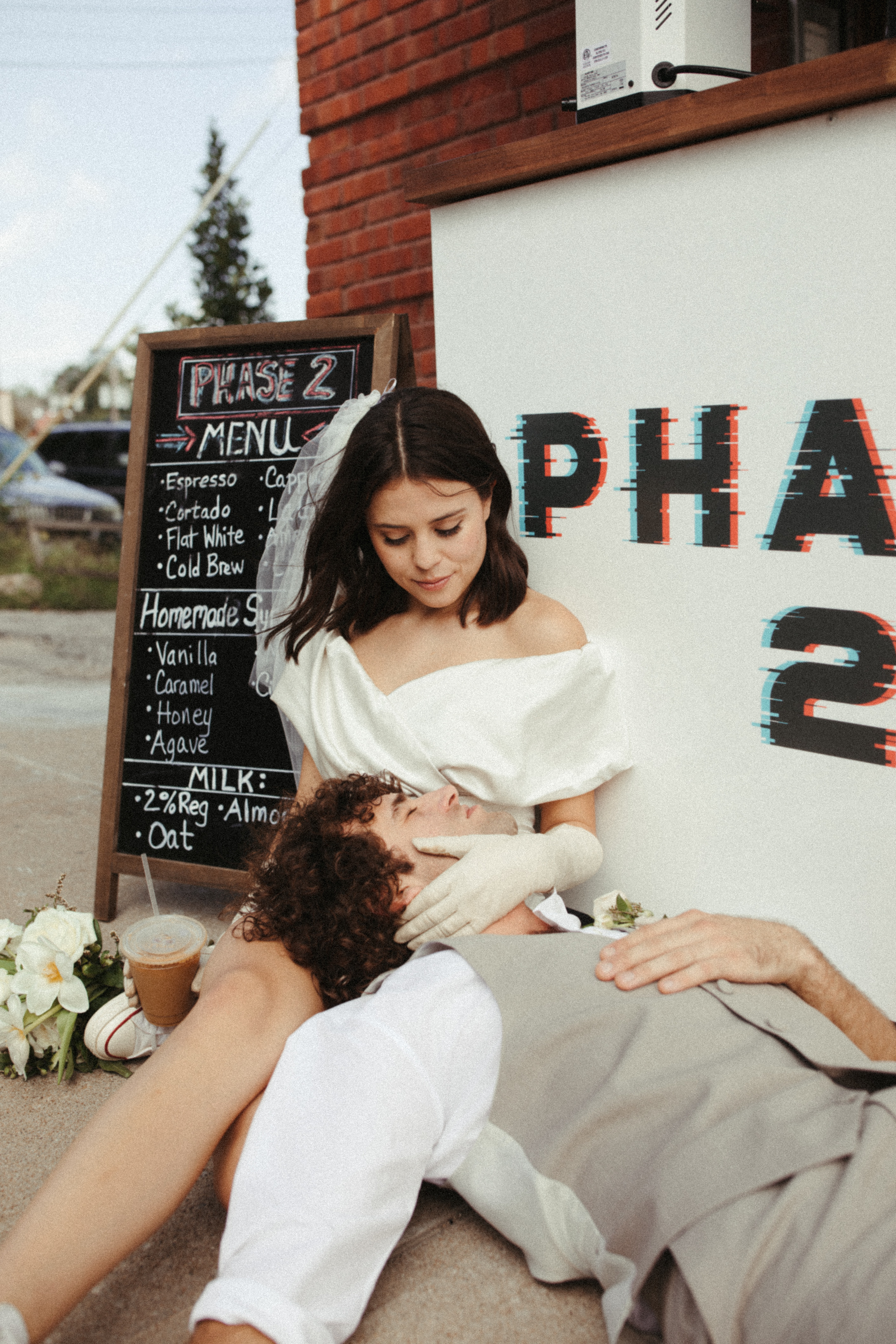 James and Camry with Phase 2 coffee cart at Fox and Pearl Kansas City wedding
