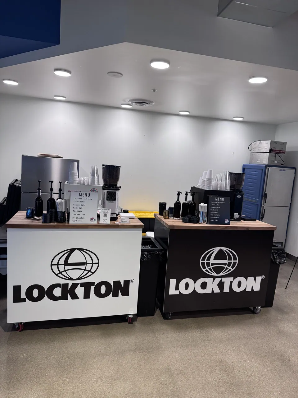 Phase 2 Coffee Co. two-cart corporate event setup at Lockton Kansas City