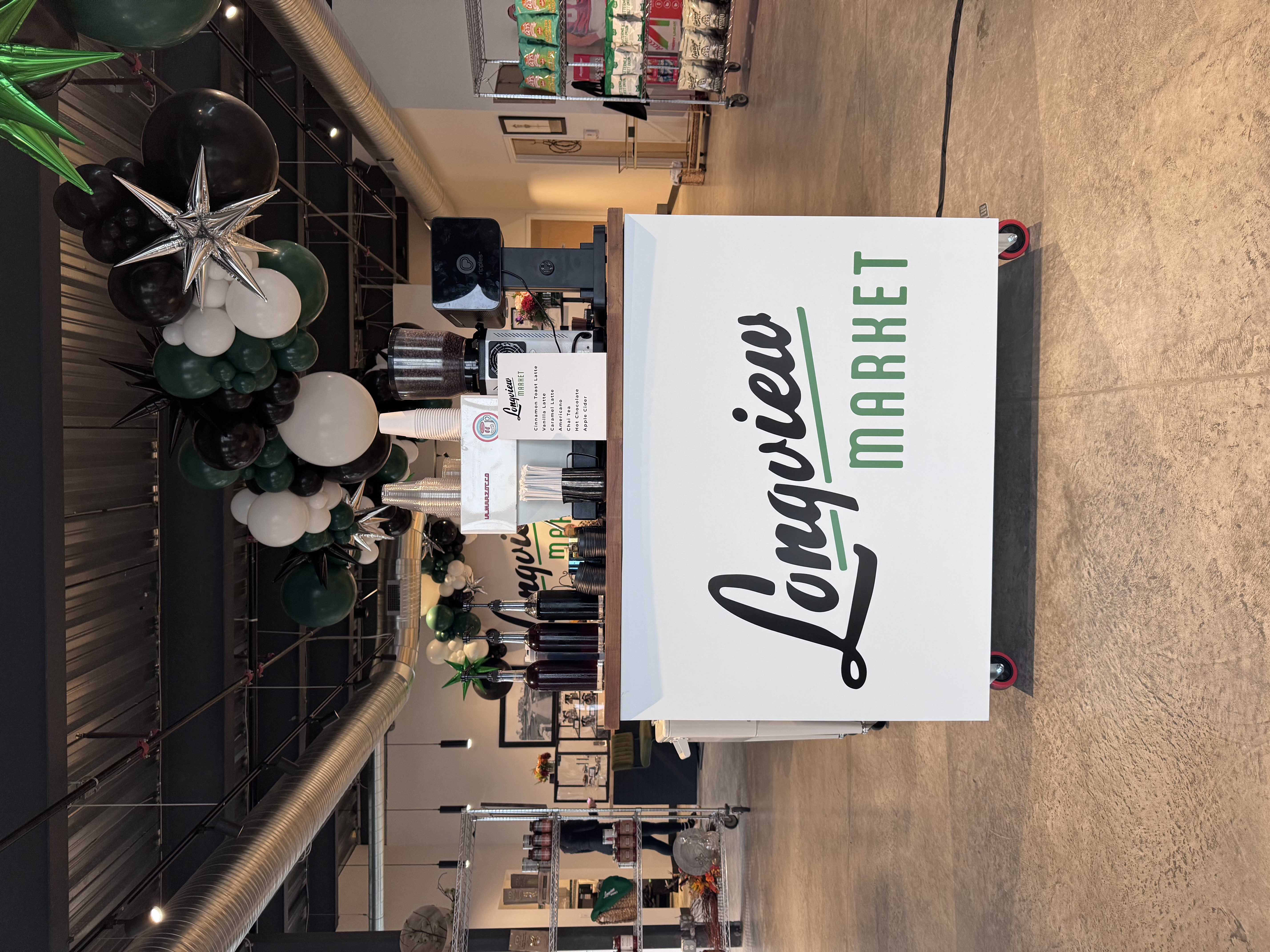 Phase 2 Coffee Co. branded coffee cart at Longview Market grand opening North Kansas City