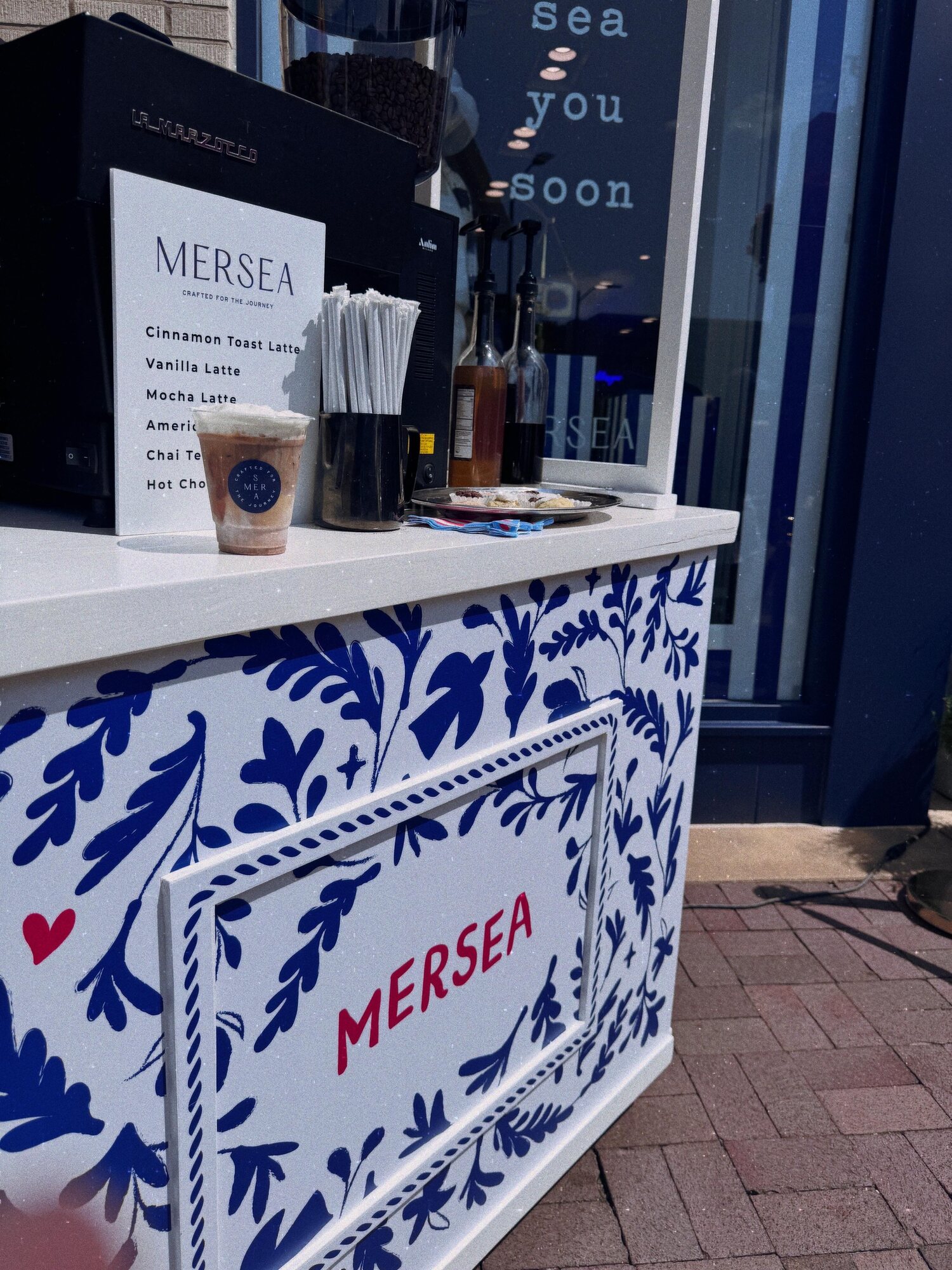 Custom Mersea coffee cart at the Country Club Plaza activation