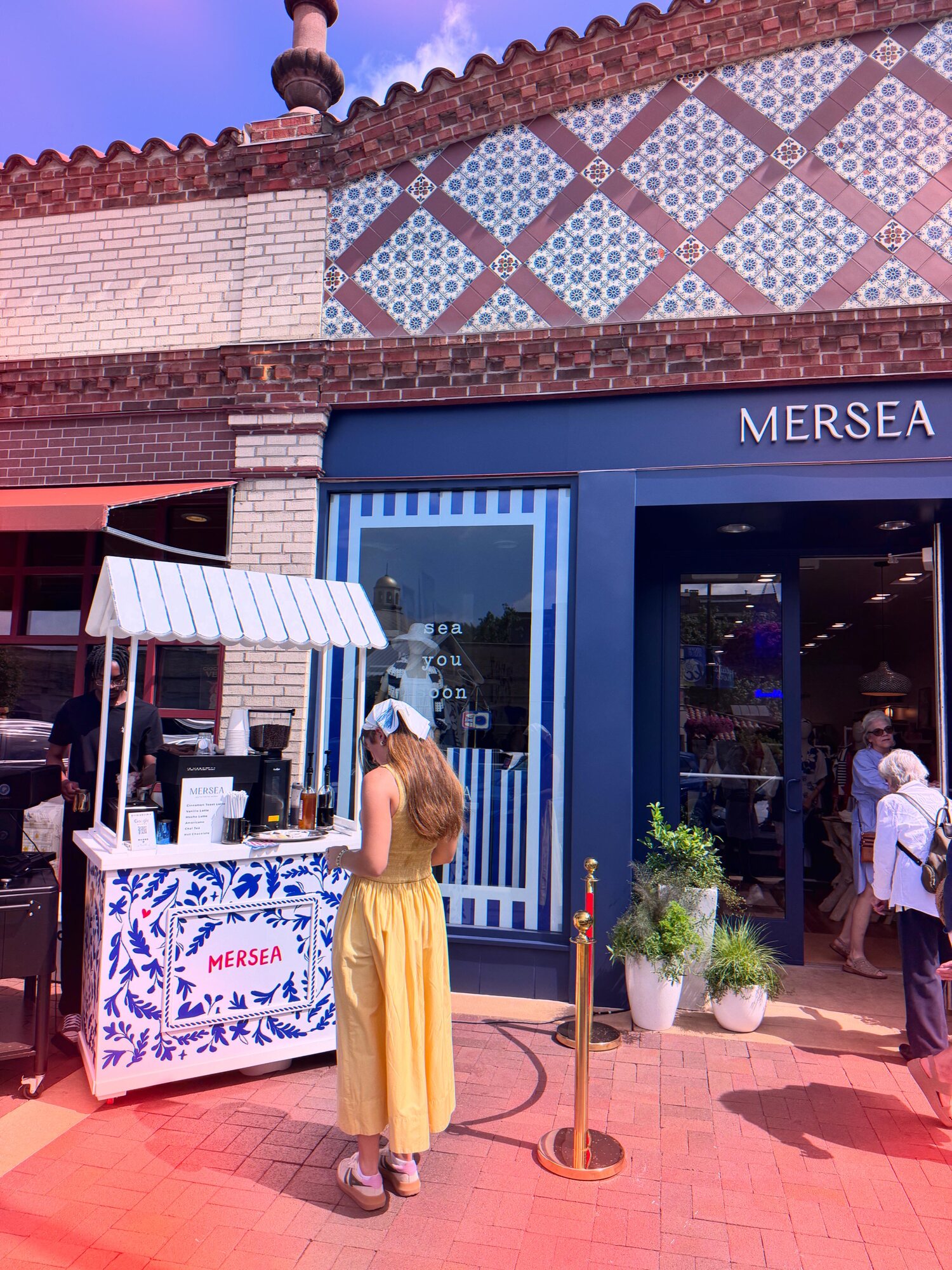 Mersea storefront and branded coffee cart at Country Club Plaza