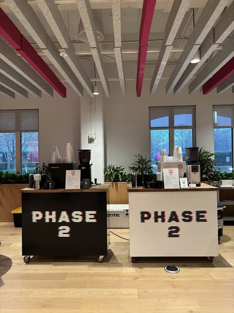 Two Phase 2 coffee carts at the T-Mobile Employee Appreciation event