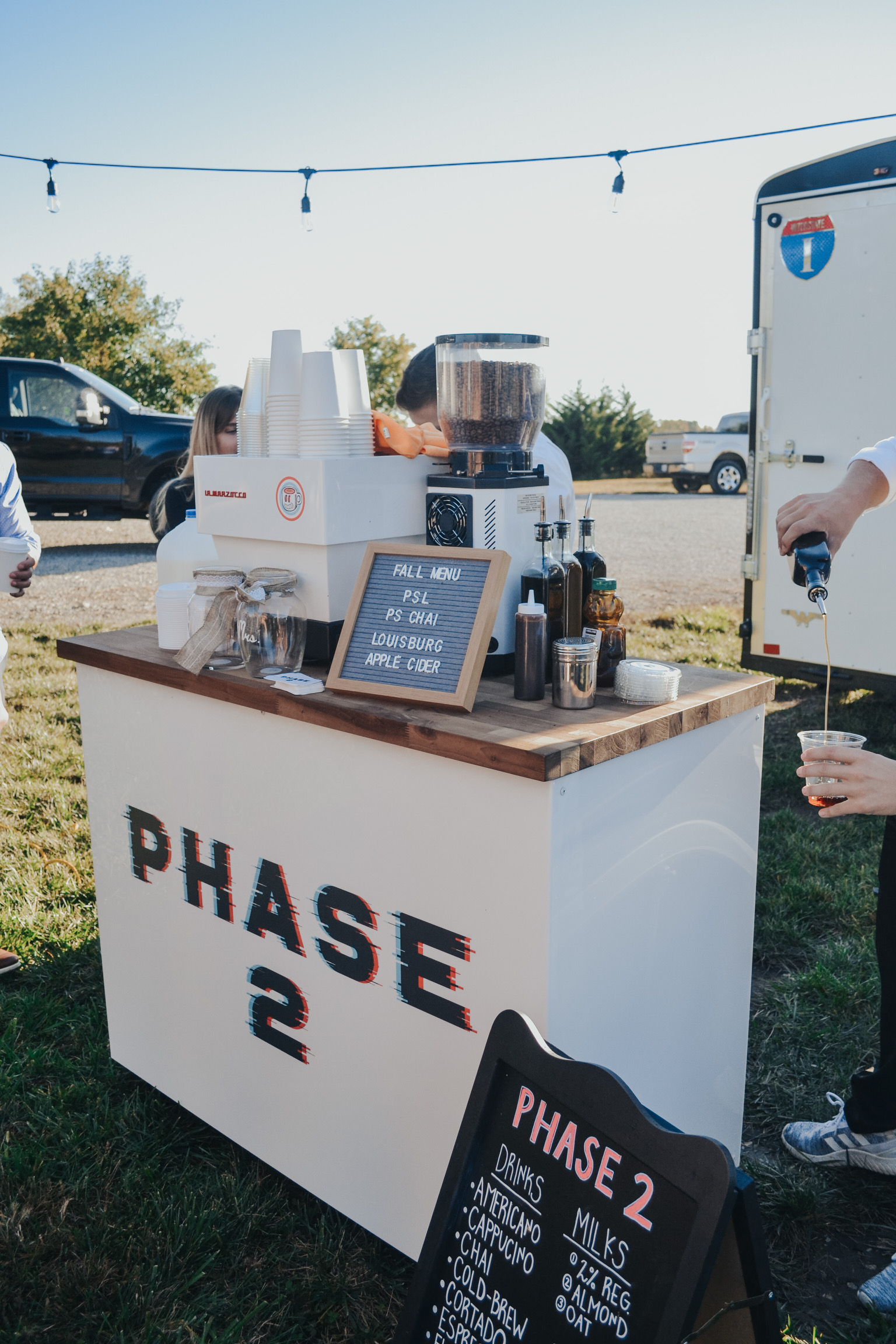 Phase 2 Coffee Co. outdoor wedding coffee cart Kansas City